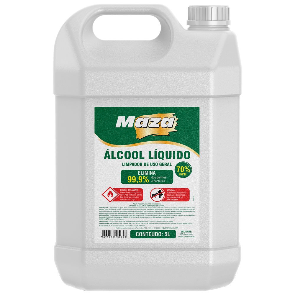 Álcool Liquido Higienizador 70% 5 Litros MAZA-26633