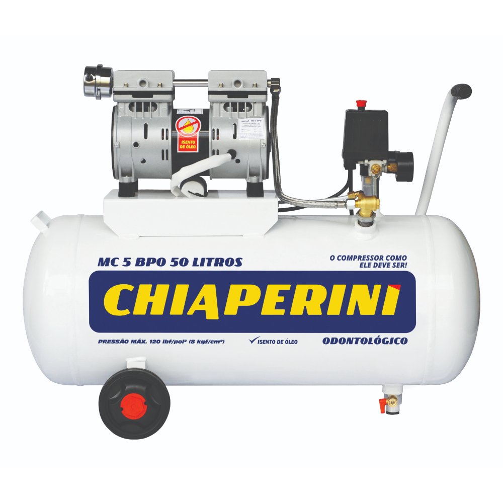 Motocompressor Odontológico Isento de Óleo 1HP 5 Pés 50L 110V CHIAPERINI-5-BPO-RCH