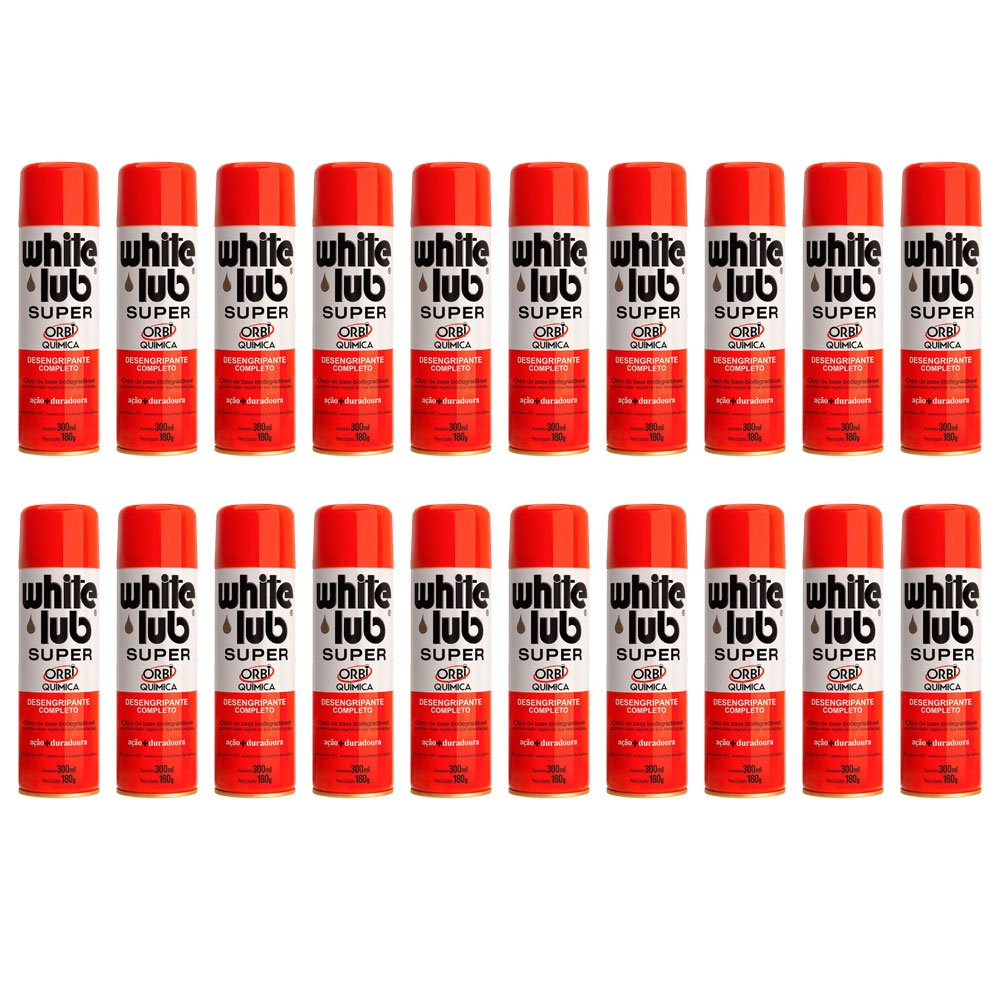 Kit com 20 Desengripantes Spray White Lub Super 300ml ORBI-K2292