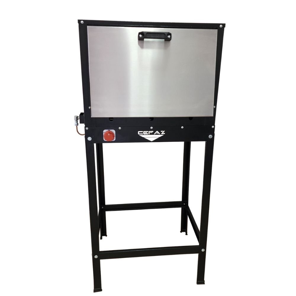 Forno Industrial FRG-15 Grande Baixa Pressão a Gás GLP 100L Tampa de Vidro com Cavalete CEFAZ-FRG-15