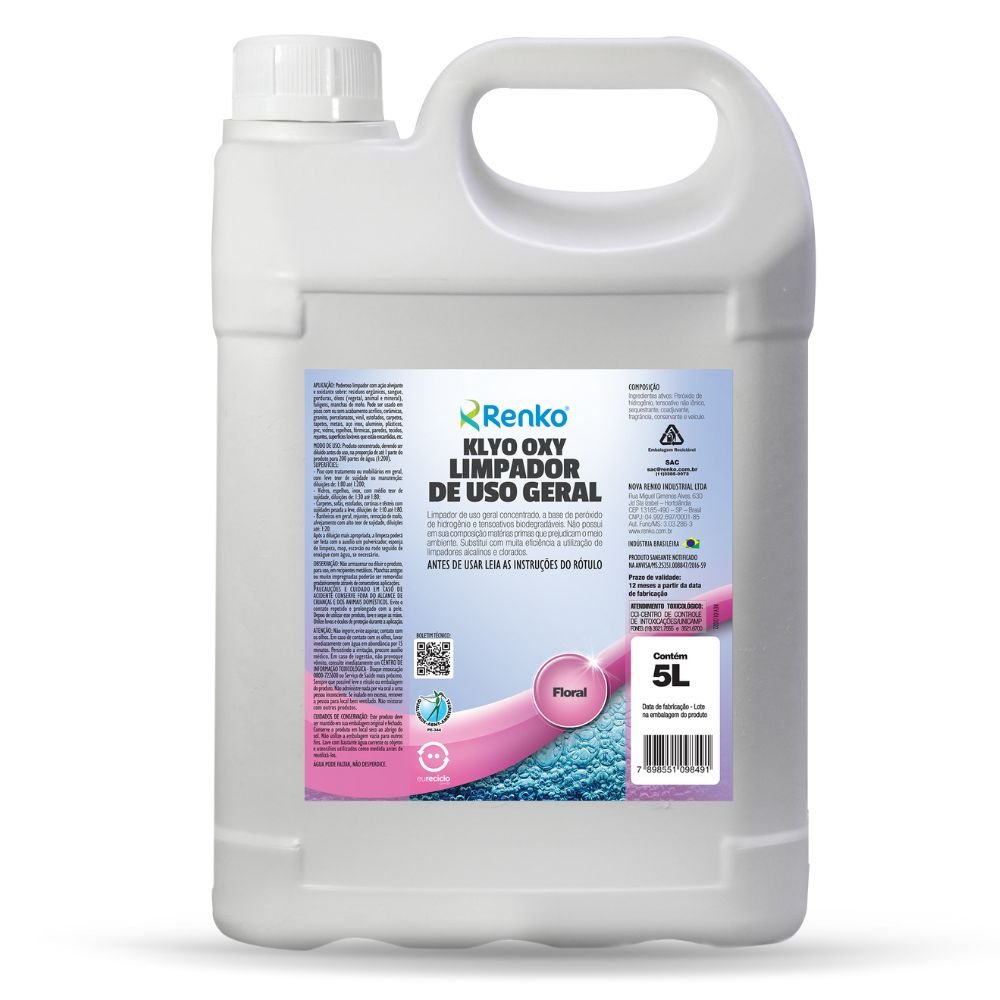 Klyo Oxy Limpador Floral a Base de Peroxido de Hidrogênio 5 Litros RENKO-KPEF10