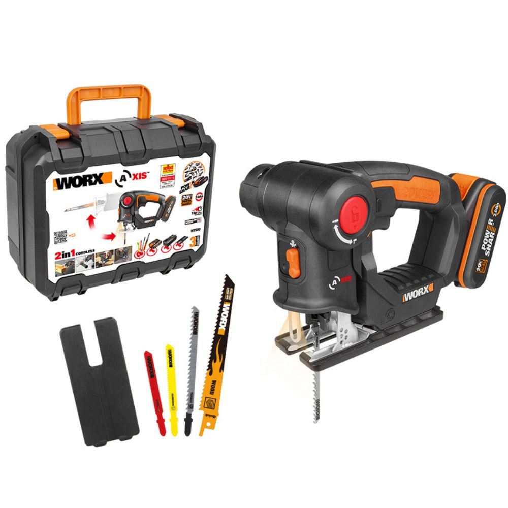 Serra 2 em 1 Tico-Tico e Sabre à Bateria 20V com Maleta WORX-WX550