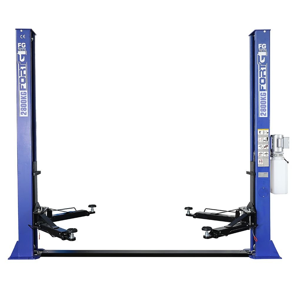 Elevador Hidráulico 2.8 Toneladas 220V Trifásico Azul Elevação rápida e Travas automáticas. FORTGPRO-FG1011L