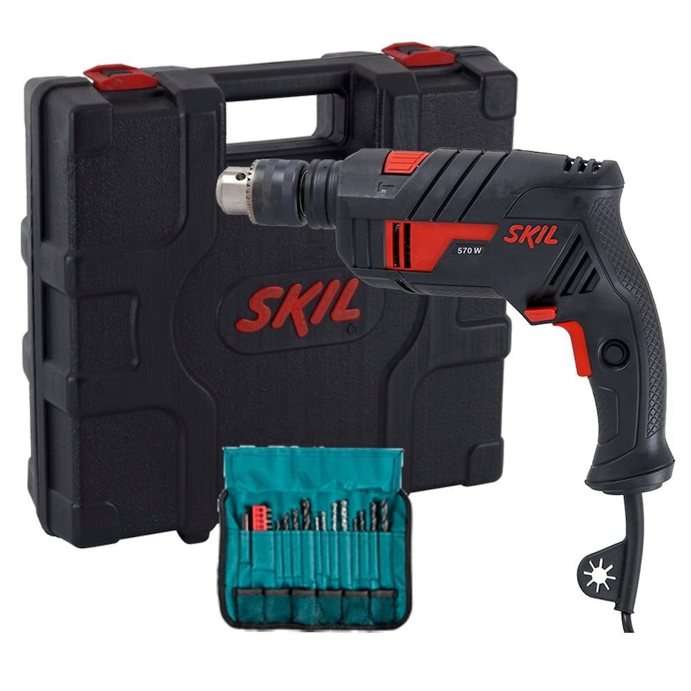 Furadeira de Impacto 23ACC Vel. Variável e Reversível 1/2 Pol. 570W 110V com Maleta e Acessórios SKIL-F0126555A3-000