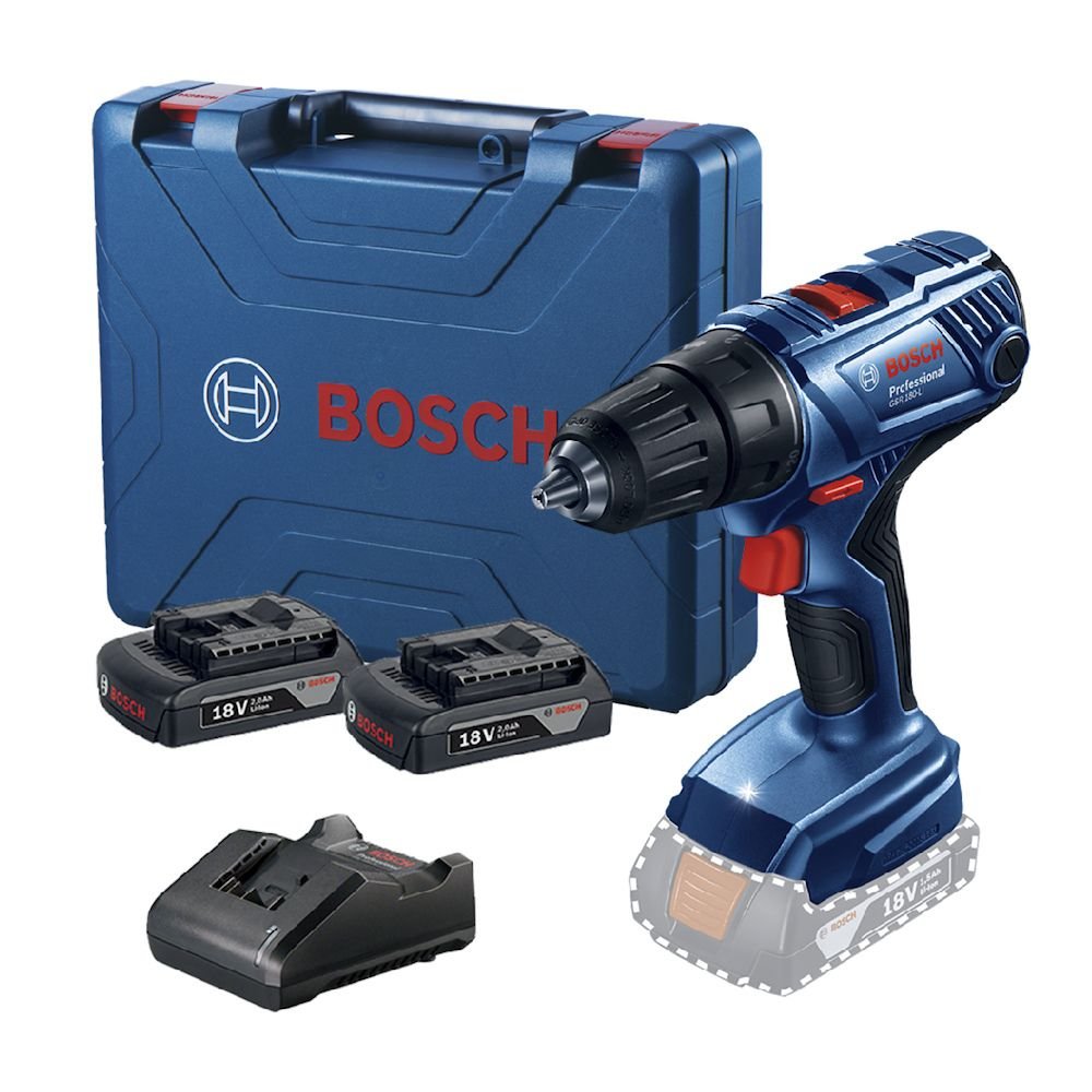 Parafusadeira Furadeira GSR180 1/2 Pol. 18V com 2 Baterias Lí-Íon 2,0Ah Carregador Bivolt e Maleta BOSCH-06019F81E0-000