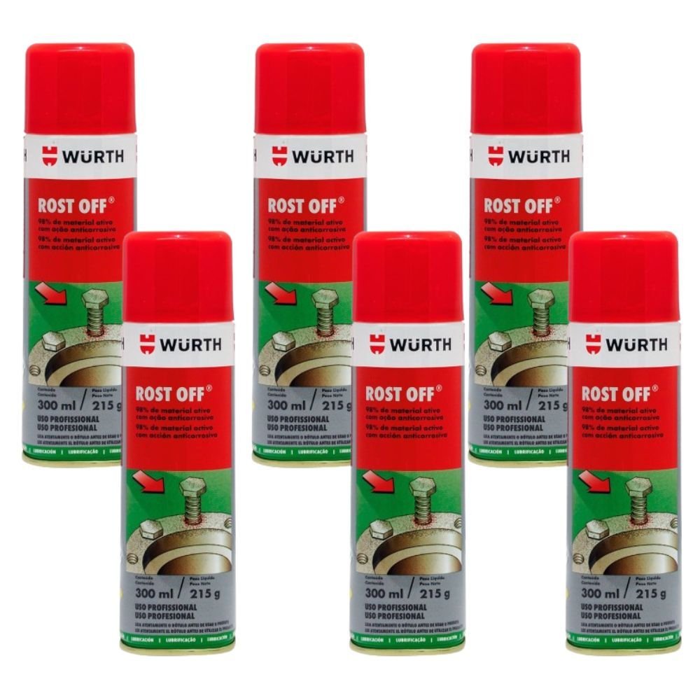 Kit 6 Desengripantes em Spray Rost Off 300ml WURTH-K9337