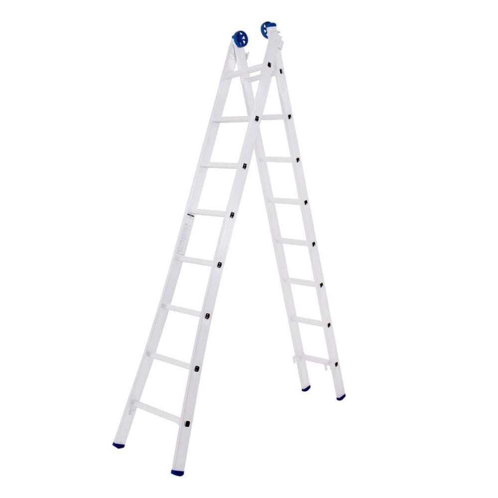 Escada Extensível 3 em 1 2 x 8 Degraus em Alumínio MOR-5204