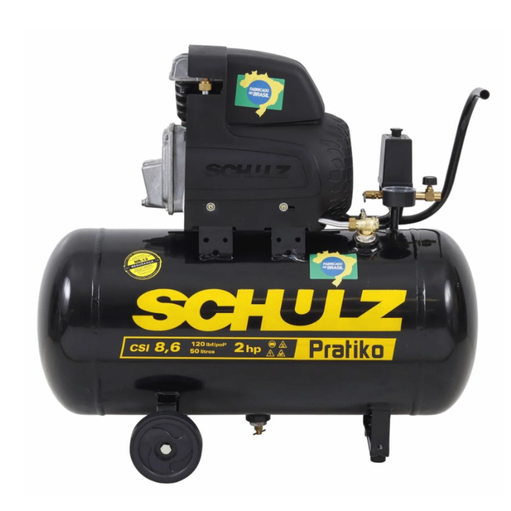 Motocompressor CSI 50L 8,6 pés 120LBS 2HP Pratiko Schulz