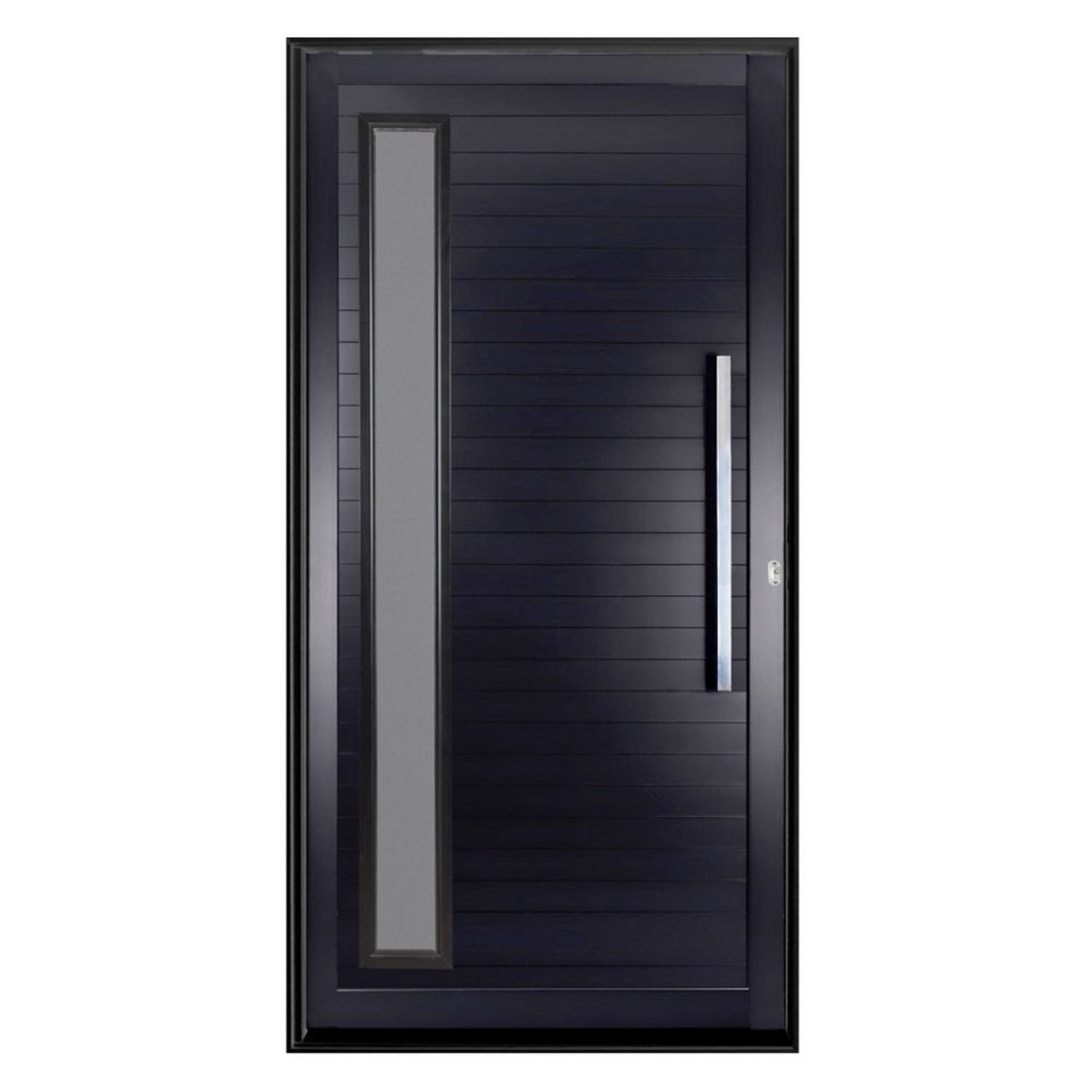 Porta Pivotante Alumínio Preto com Puxador e Visor 210x100cm Proex