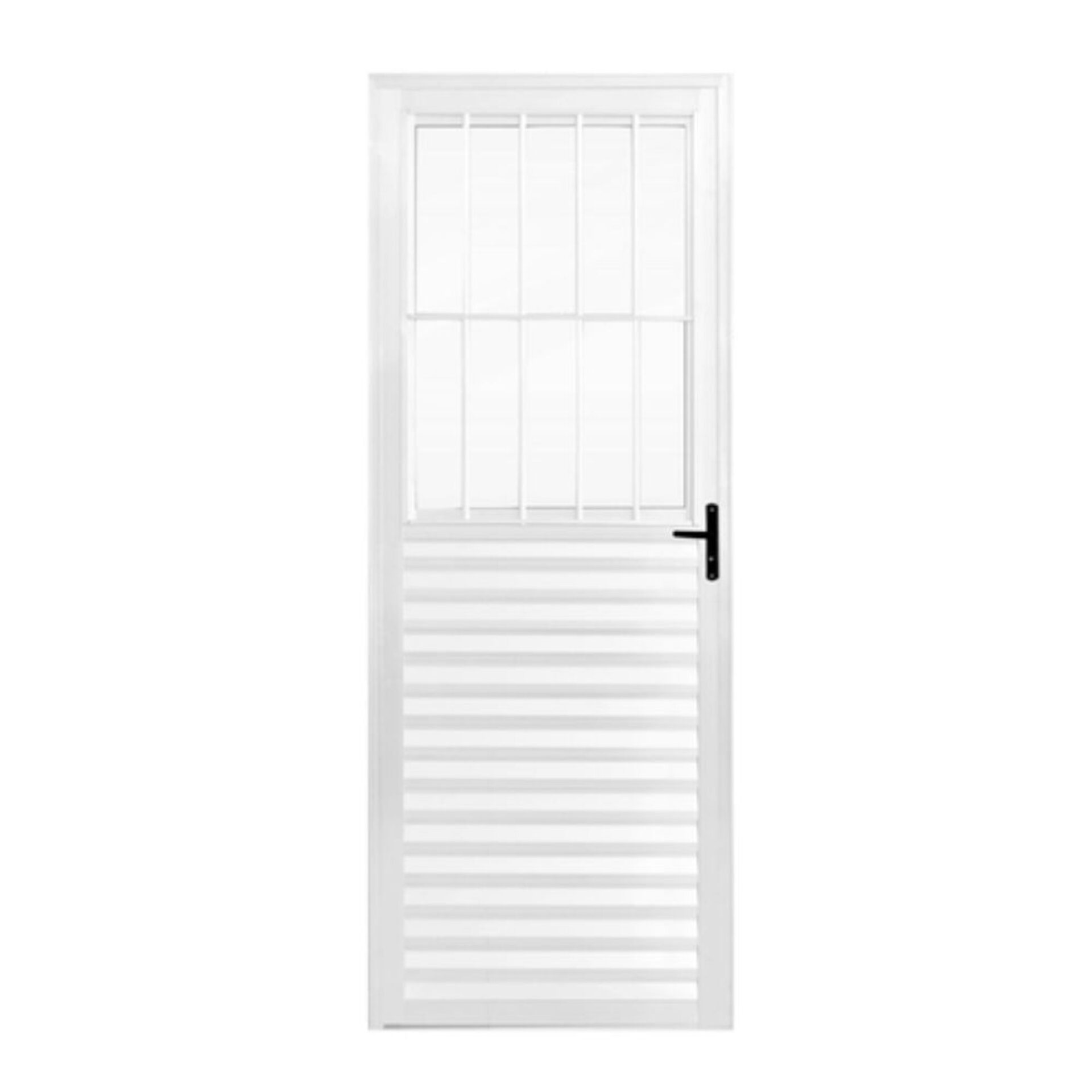 Porta Postigo Alumínio Branco Vidro Liso 210x80cm Lider