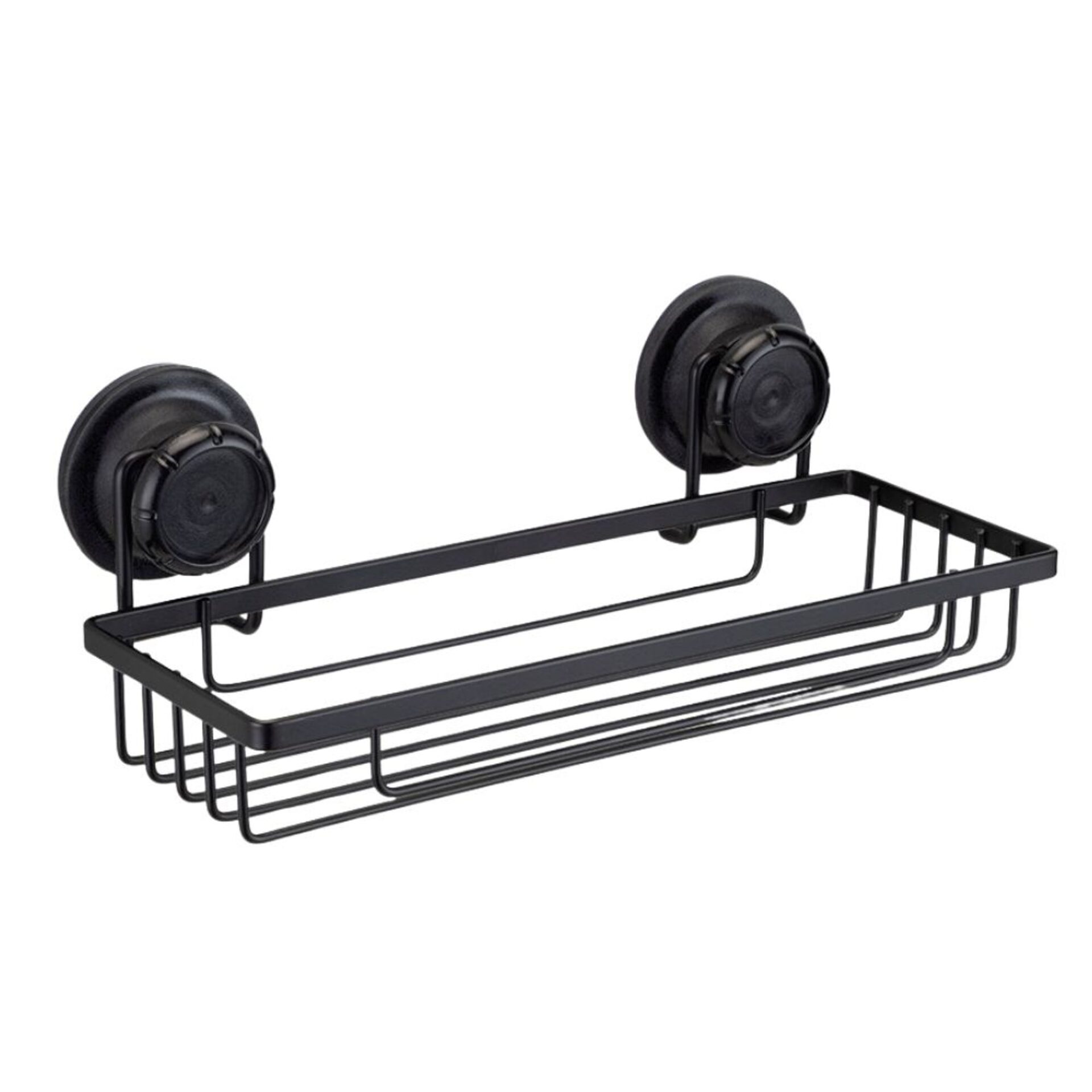 Porta Shampoo com com Sucção Redonda 28,5×11,5cm Preto Arthi
