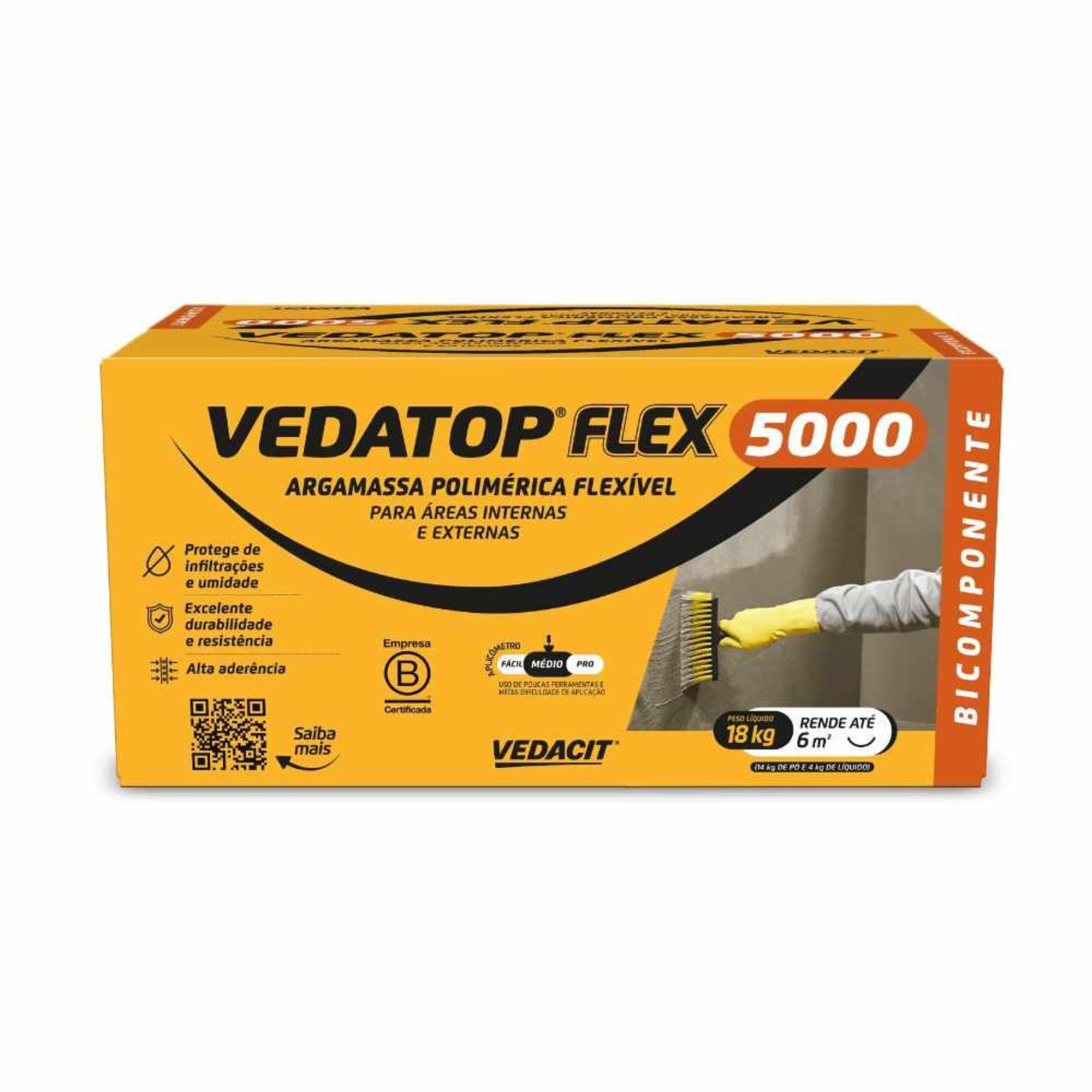 Argamassa Polimérica Flexível Bicomponente 18kg Vedatop 5000