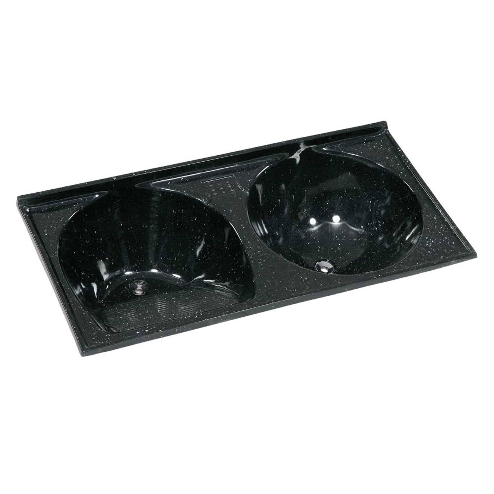 Tanque Duplo Mármore Sintético Eco 55 Litros 124x62cm Preto AJ Rorato