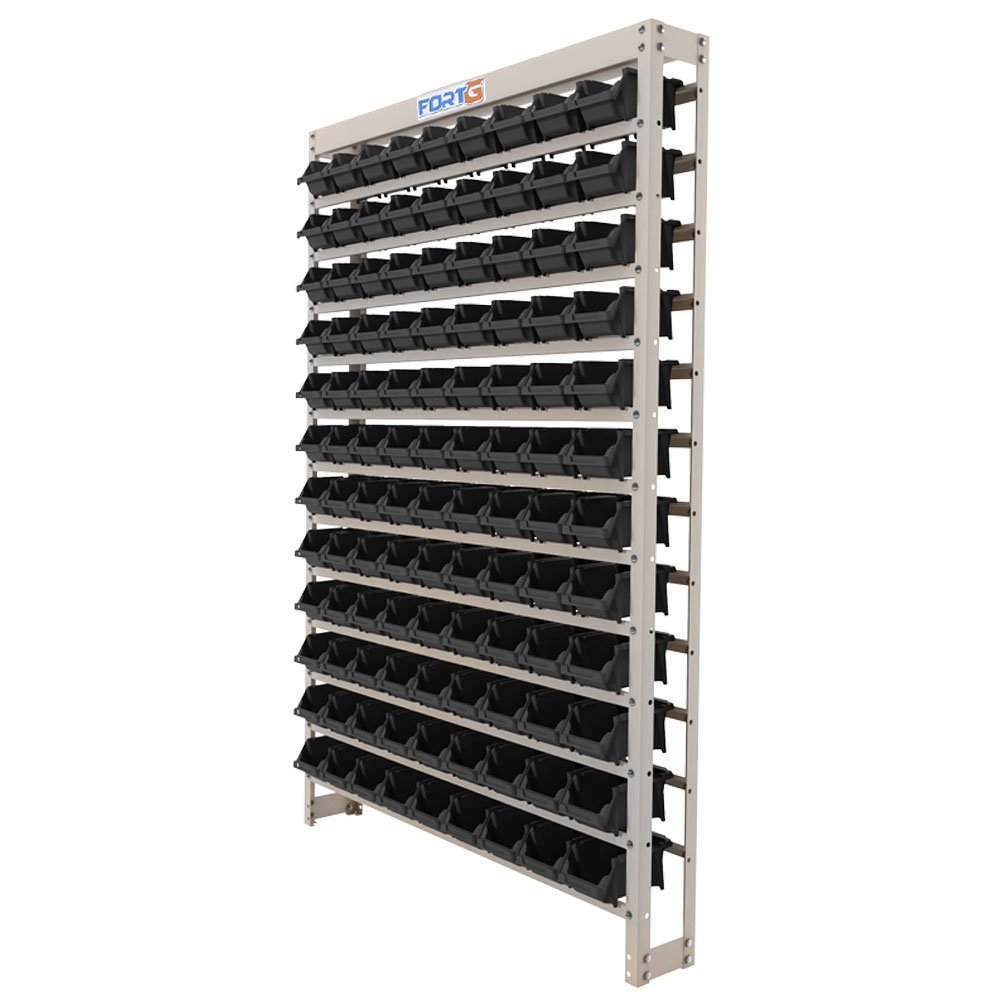 Estante Gaveteiro Organizador com 108 Gavetas Nº 03 Preta FORTG-75005