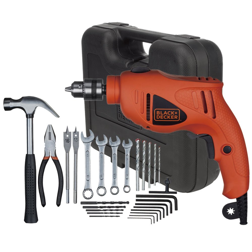 Furadeira de Impacto 3/8 Pol. 550W 110V com Maleta e Acessórios BLACK+DECKER-HD455K1