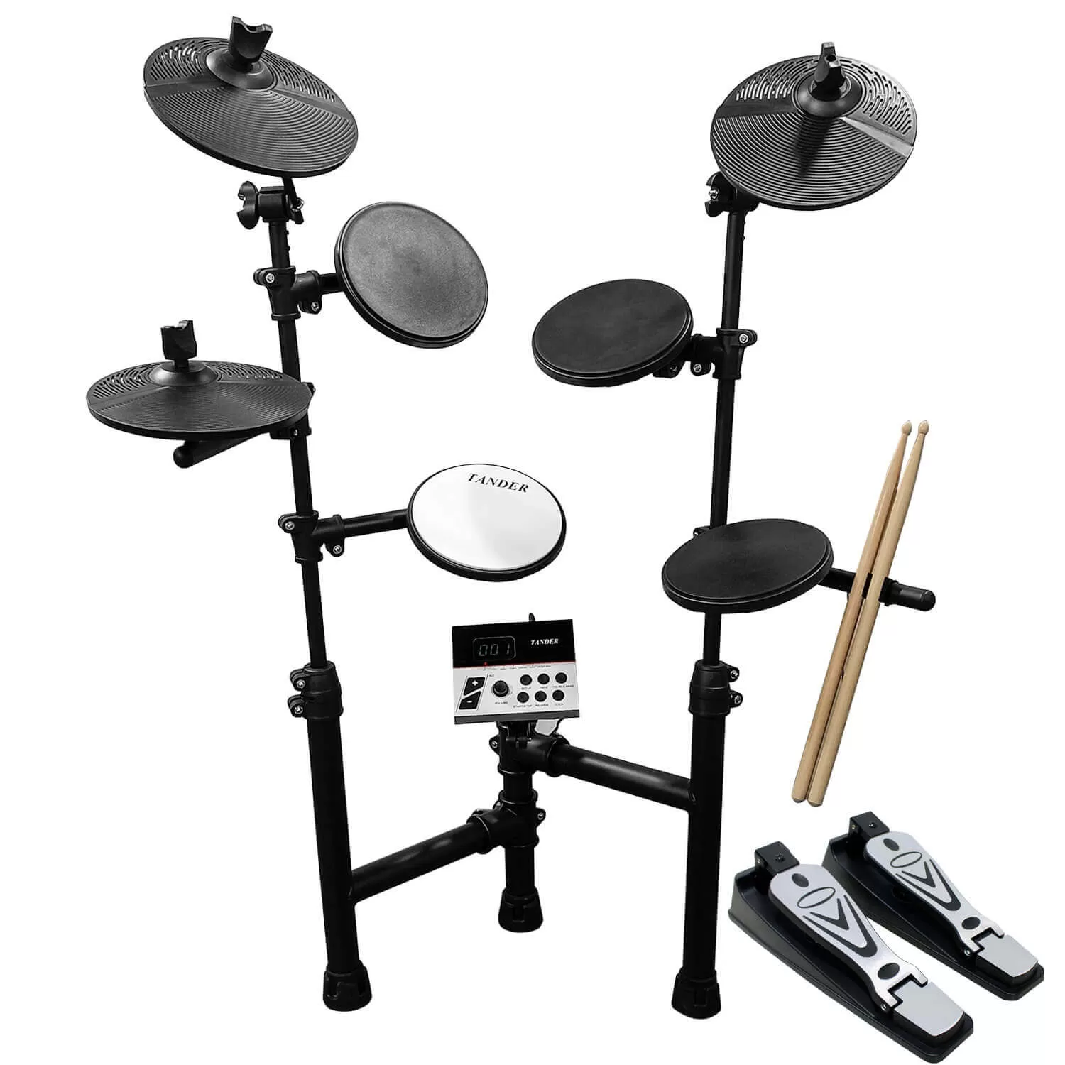 Bateria Eletrônica com 7 Pads 2 Pedais Par de Baquetas