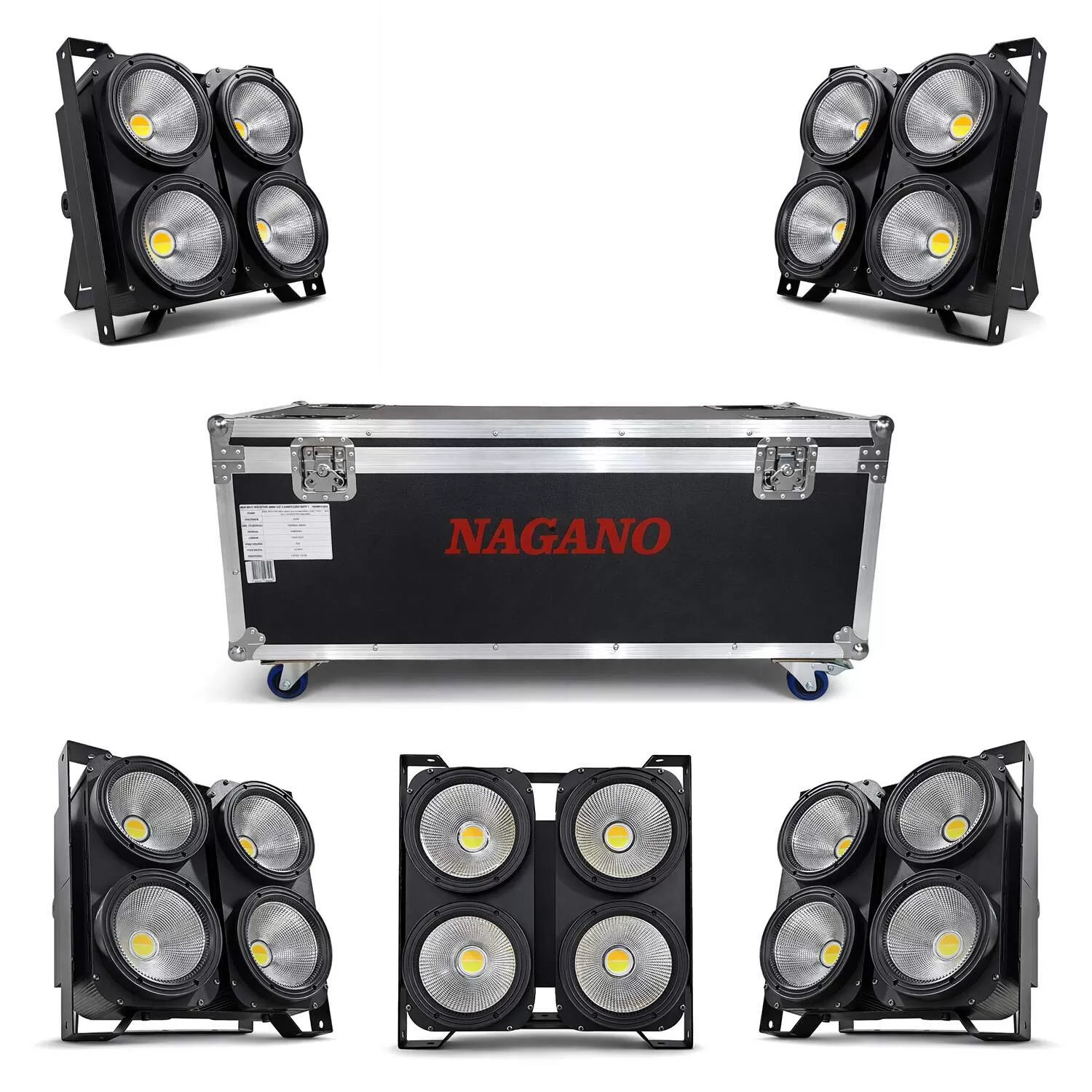 Kit 5 Mini Refletor Brut 400w Led 4 Lâmpadas Quente/Frio com Case
