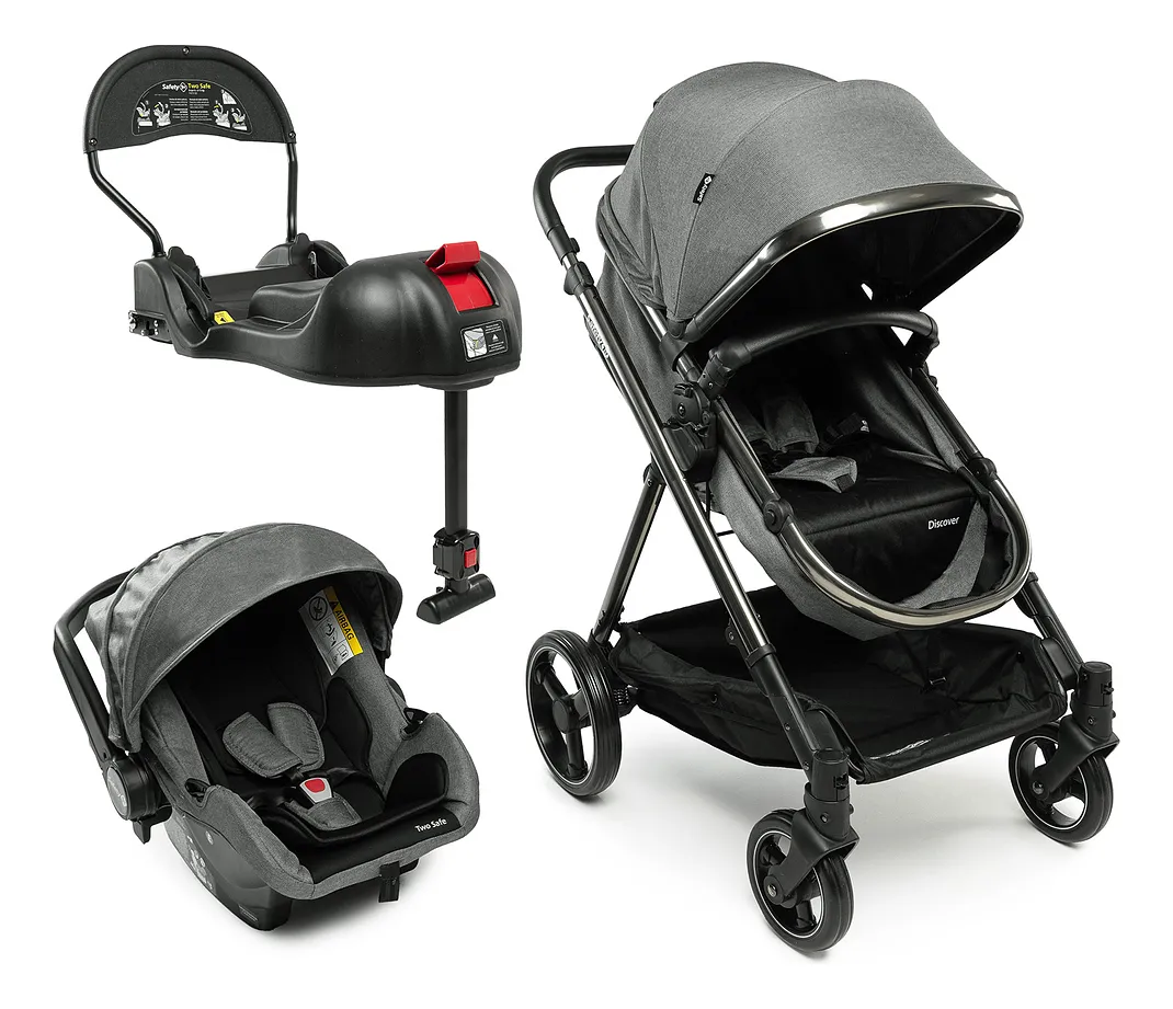 Travel System Safety 1st Discover Trio Isofix 0 a 15kg Cinza Cromado